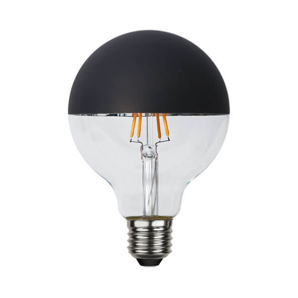 Ampoule LED globe à calotte noire mat